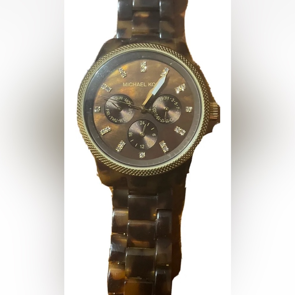 Michael Kors Tort Ritz Women's Watch ~ MK5038 ~ Tortoise Band ~ Crystals 6.5”